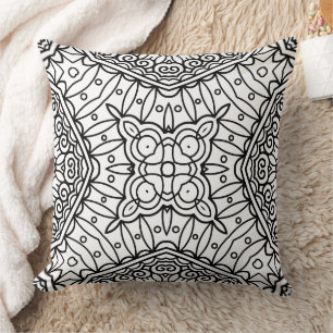 Schwarz-Weiß-Mandala-Rahmenmuster Kissen