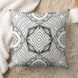 Schwarz-Weiß-Mandala-Rahmenmuster Kissen