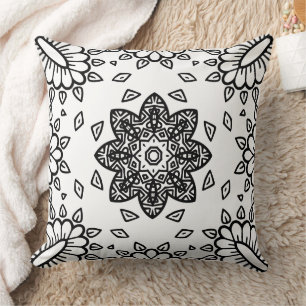 Schwarz-Weiß-Mandala-Rahmenmuster Kissen