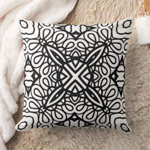 Schwarz-Weiß-Mandala-Rahmenmuster Kissen