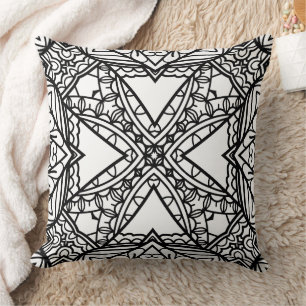 Schwarz-Weiß-Mandala-Rahmenmuster Kissen