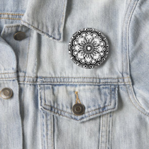 Schwarz-Weiß-Mandala-Taste Button
