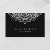Schwarz-Weiß Mandala umgekehrte Farben Visitenkarte (Vorderseite)