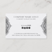 Schwarz-Weiß Mandala umgekehrte Farben Visitenkarte (Rückseite)