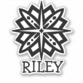 Schwarz-Weiß-Mandala und Name Personalisiert Stic Aufkleber (Vorderseite)