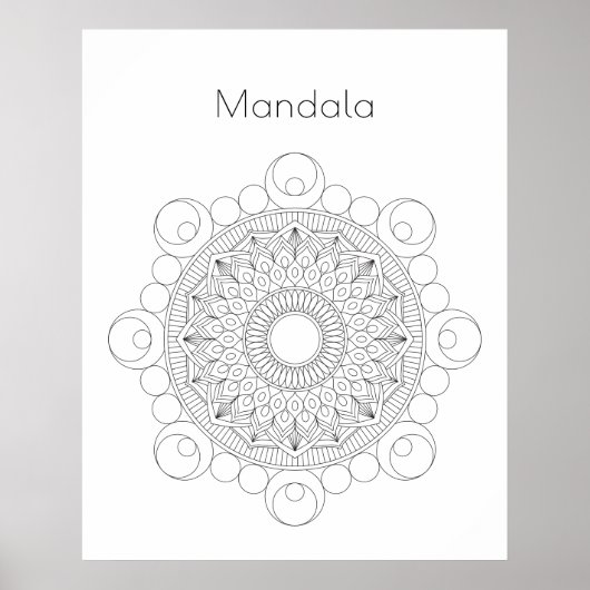 Schwarz-Weiß-Mandala-v2-Farbenplakat Poster (Vorne)