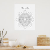 Schwarz-Weiß-Mandala-v2-Farbenplakat Poster (Küche)