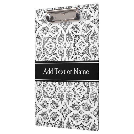 Schwarz-Weiß-Mandala Zen Personalisiert Klemmbrett (Links)
