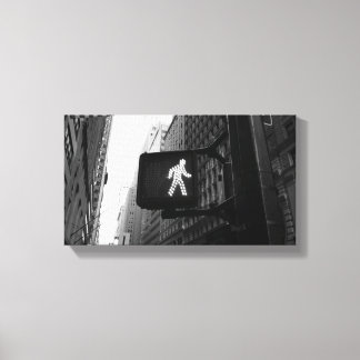 Schwarz-weiß Manhattan New York Walk Sign Leinwanddruck