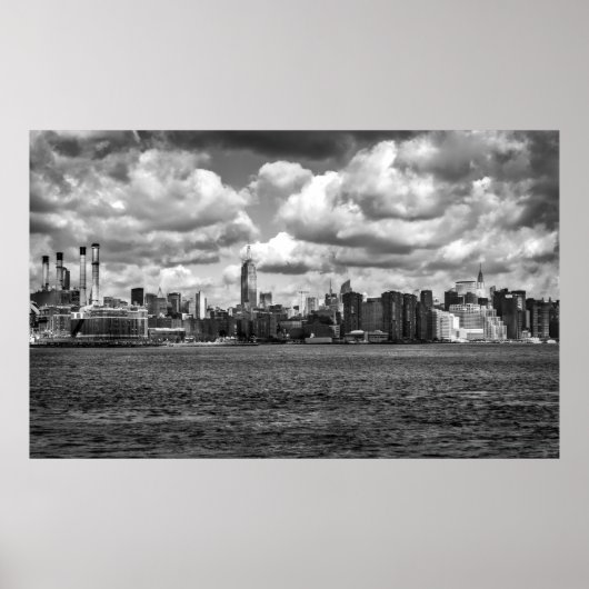 Schwarz-Weiß Manhattan Panoramasicht Poster (Vorne)