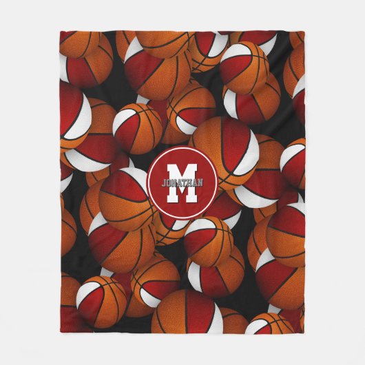 Schwarz-Weiß-Mannschaft: Basketball-Muster Fleecedecke (Vorderseite)