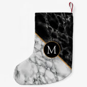 Schwarz-weiß Marble Monogram Weihnachts-Strumpf Kleiner Weihnachtsstrumpf (Rückseite)