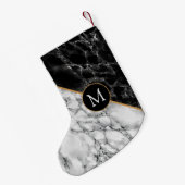 Schwarz-weiß Marble Monogram Weihnachts-Strumpf Kleiner Weihnachtsstrumpf (Rückseite (Hängend))