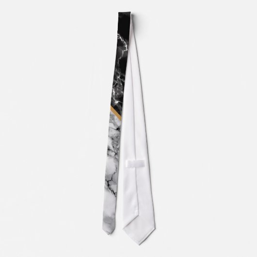 Schwarz-weiß Marble Neck Tie Krawatte (Rückseite)