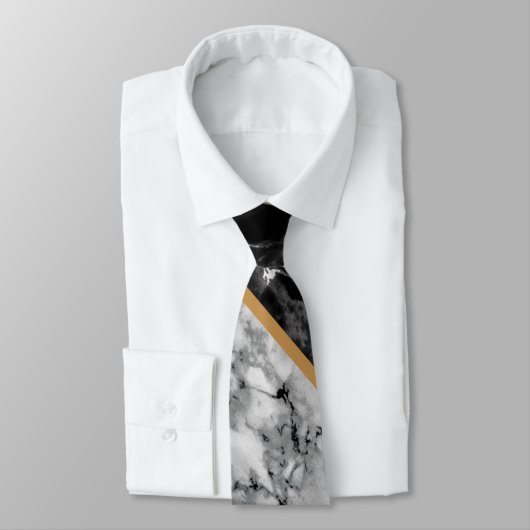 Schwarz-weiß Marble Neck Tie Krawatte (Gebunden)