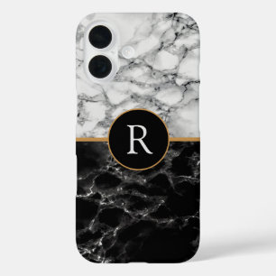 Schwarz-weiß Marble Personalisiert iPhone Case