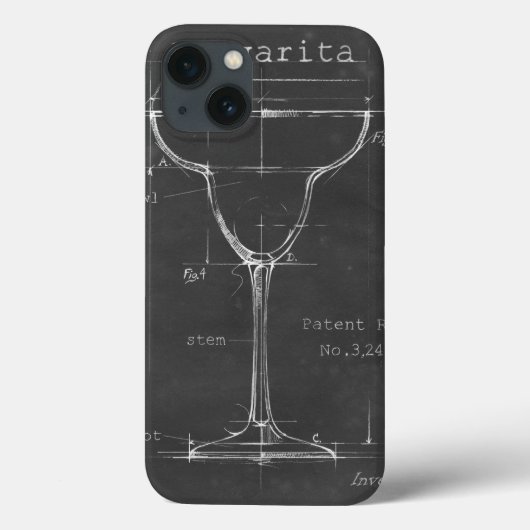 Schwarz-Weiß-Margarita-Glas-Blueprint Case-Mate iPhone Hülle (Rückseite)