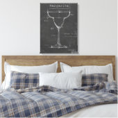 Schwarz-Weiß-Margarita-Glas-Blueprint Leinwanddruck (Insitu (Schlafzimmer))