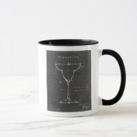 Schwarz-Weiß-Margarita-Glas-Blueprint