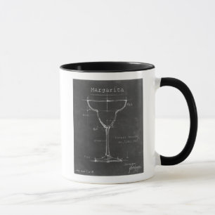 Schwarz-Weiß-Margarita-Glas-Blueprint Tasse