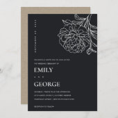 Schwarz-Weiß-Marigold-Sketch Einladung (Vorne/Hinten)