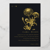 Schwarz-Weiß-Marigold-Sketch Folieneinladung (Vorderseite)