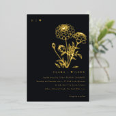 Schwarz-Weiß-Marigold-Sketch Folieneinladung (Stehend vorne)