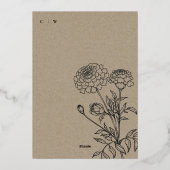 Schwarz-Weiß-Marigold-Sketch Folieneinladung (Rückseite)