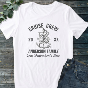 Schwarz-weiß-maritimes Kunst-Familien-Kreuzfahrt-G T-Shirt