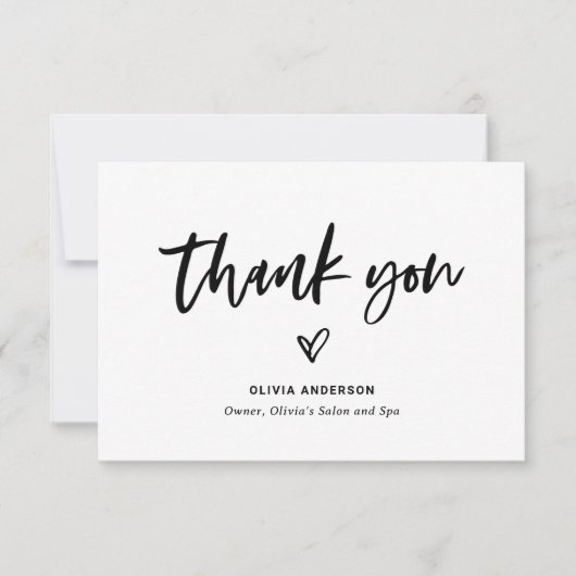 Schwarz-Weiß-Marketing für Lässige Skripte und Her Dankeskarte (Vorderseite)