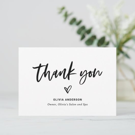 Schwarz-Weiß-Marketing für Lässige Skripte und Her Dankeskarte (Stehend Vorderseite)