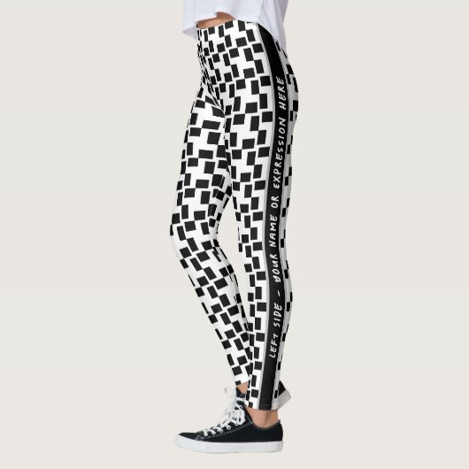 Schwarz/Weiß Markierter schwarzer Streifen Leggings (Links)
