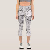Schwarz-Weiß-Marmor Abstrakter Swirl Capri Leggings (Vorderseite)