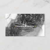 Schwarz-Weiß-Marmor-Agate Monogram-Anfangsgeode Visitenkarte (Vorderseite)