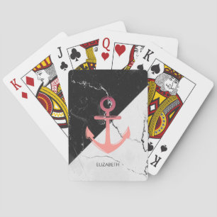Schwarz-Weiß-Marmor-Anker Spielkarten