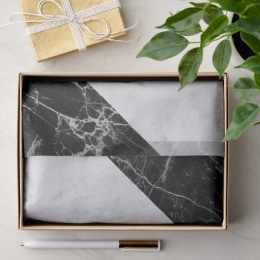 Schwarz-Weiß-Marmor aus Gewebepapier Seidenpapier (Geschenk)
