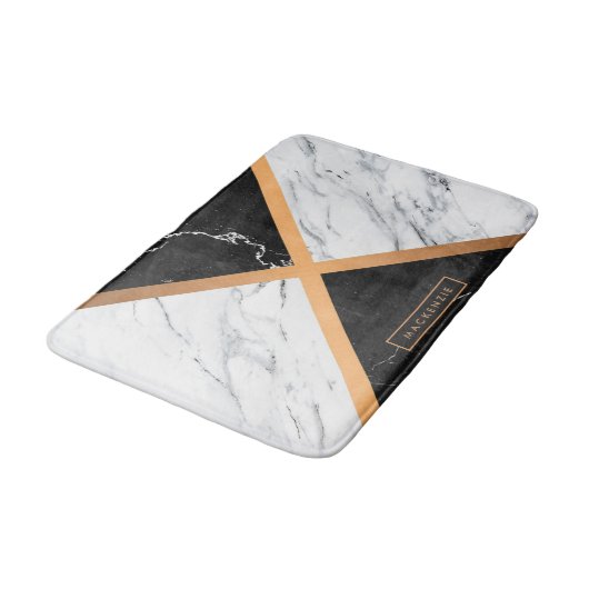Schwarz-Weiß-Marmor Badematte (Schrägansicht)