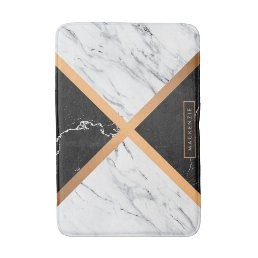 Schwarz-Weiß-Marmor Badematte (Vorderseite Vertikal)