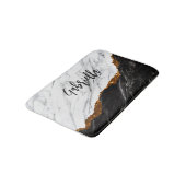 Schwarz-Weiß-Marmor Badematte (Schrägansicht)