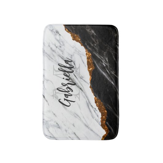 Schwarz-Weiß-Marmor Badematte (Vorderseite Vertikal)