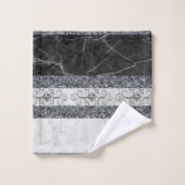 Schwarz-Weiß-Marmor Badezimmer Handtuchhalter Set (Waschlappen)