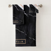 Schwarz-Weiß-Marmor Badhandtuch Set (Insitu)