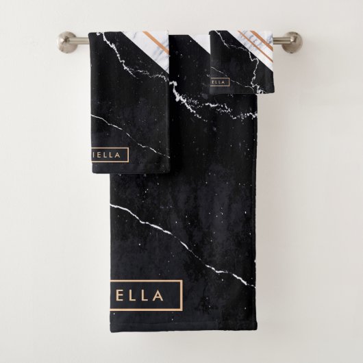 Schwarz-Weiß-Marmor Badhandtuch Set (Insitu)