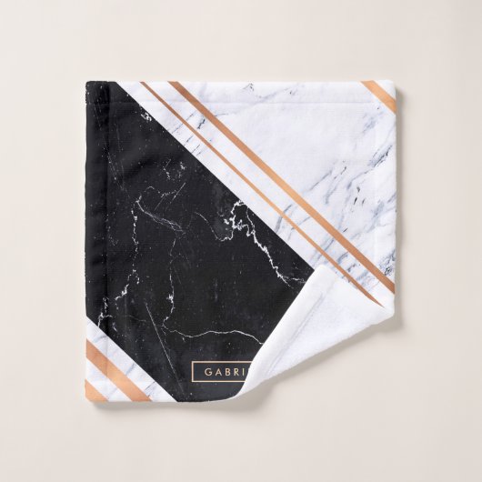 Schwarz-Weiß-Marmor Badhandtuch Set (Waschlappen)