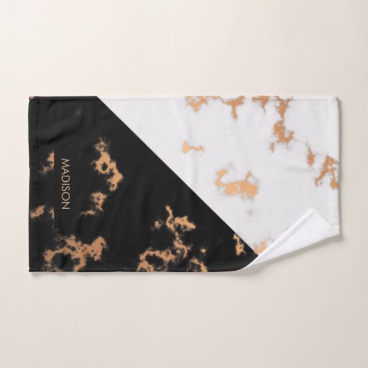 Schwarz-Weiß-Marmor Badhandtuch Set (Handtuch)