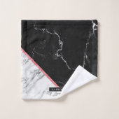 Schwarz-Weiß-Marmor Badhandtuch Set (Waschlappen)