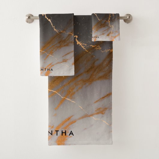 Schwarz-Weiß-Marmor Badhandtuch Set (Insitu)