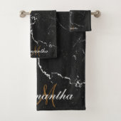 Schwarz-Weiß-Marmor Badhandtuch Set (Insitu)