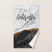 Schwarz-Weiß-Marmor Badhandtuch Set (Handtuch)