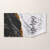 Schwarz-Weiß-Marmor Badhandtuch Set (Handtuch)
